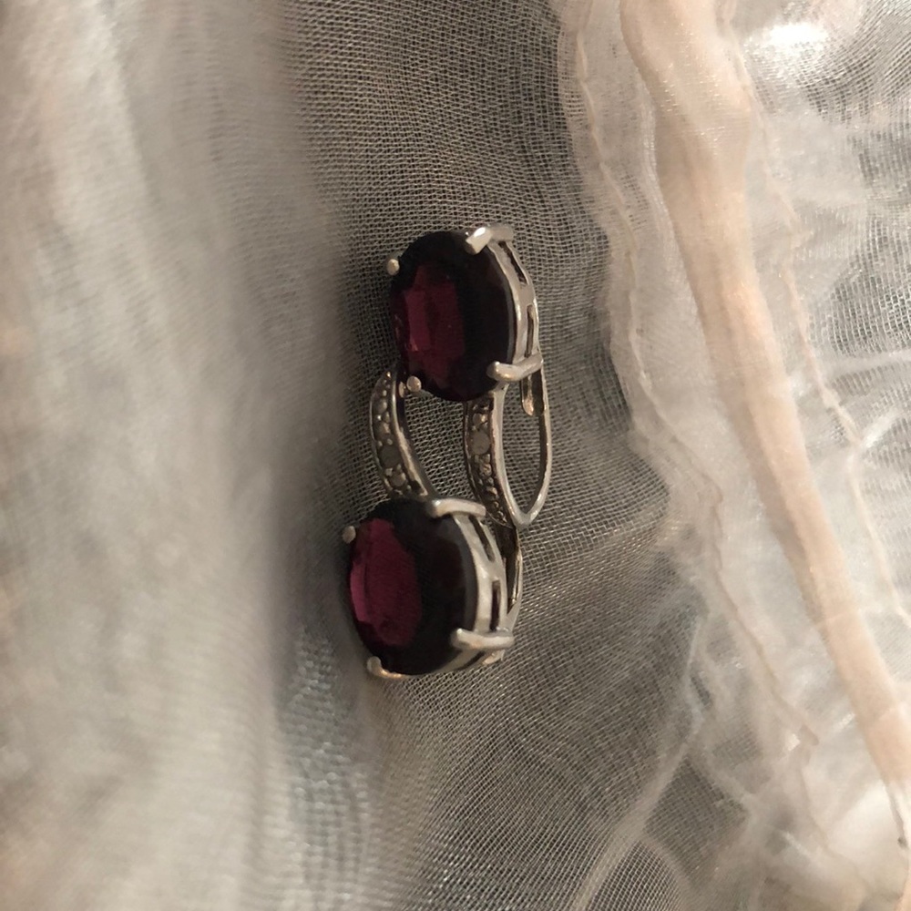 Garnet and diamond earrings